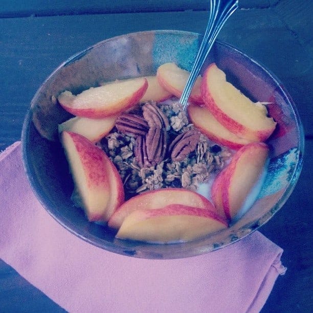 My homemade granola with summer peaches