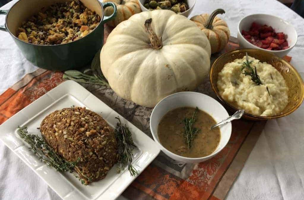 A vegetarian Thanksgiving with all of the fixings