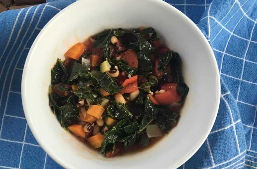 Kale, Sweet Potato and Black bean soup