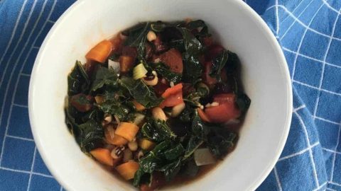 Kale, Sweet Potato and Black bean soup