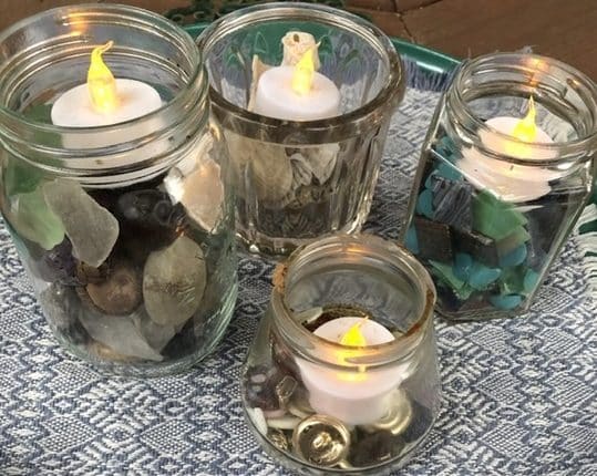 Found objects in jars to make lamps