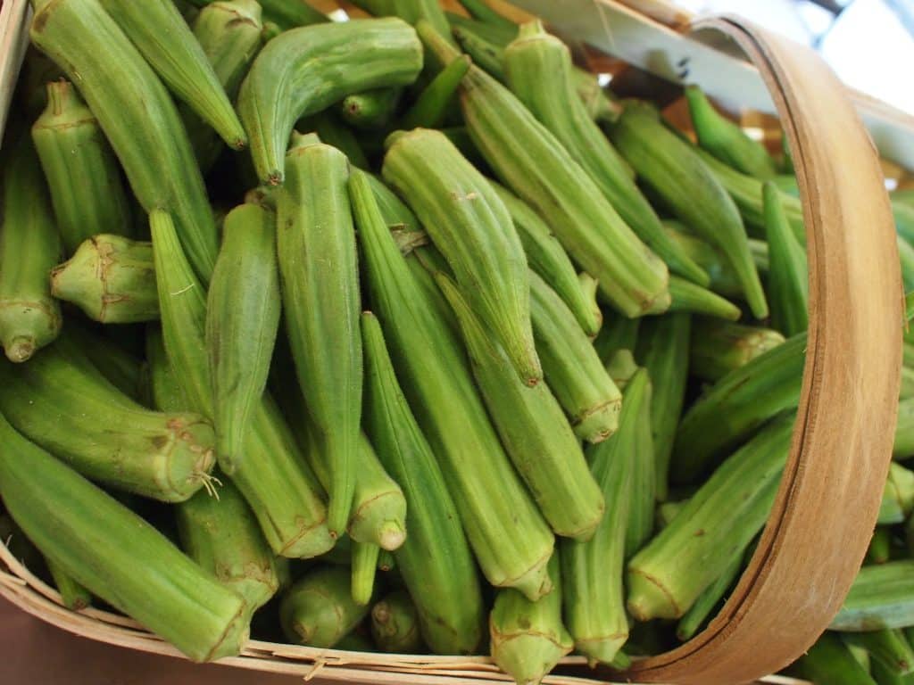 picture of okra in a basket