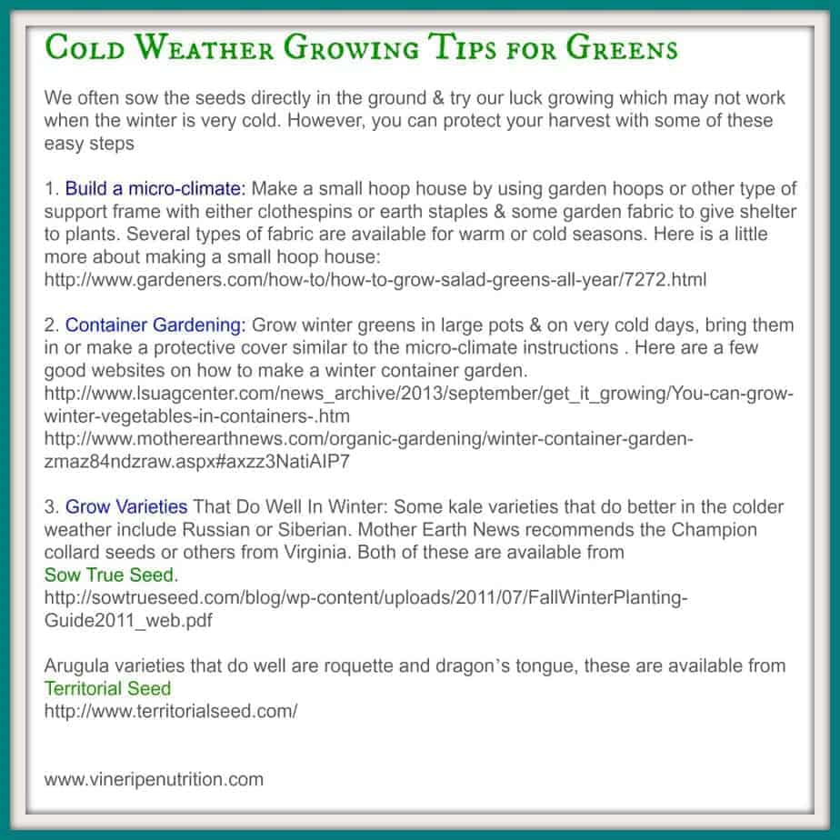 Here are a few tips for growing greens in cold weather
