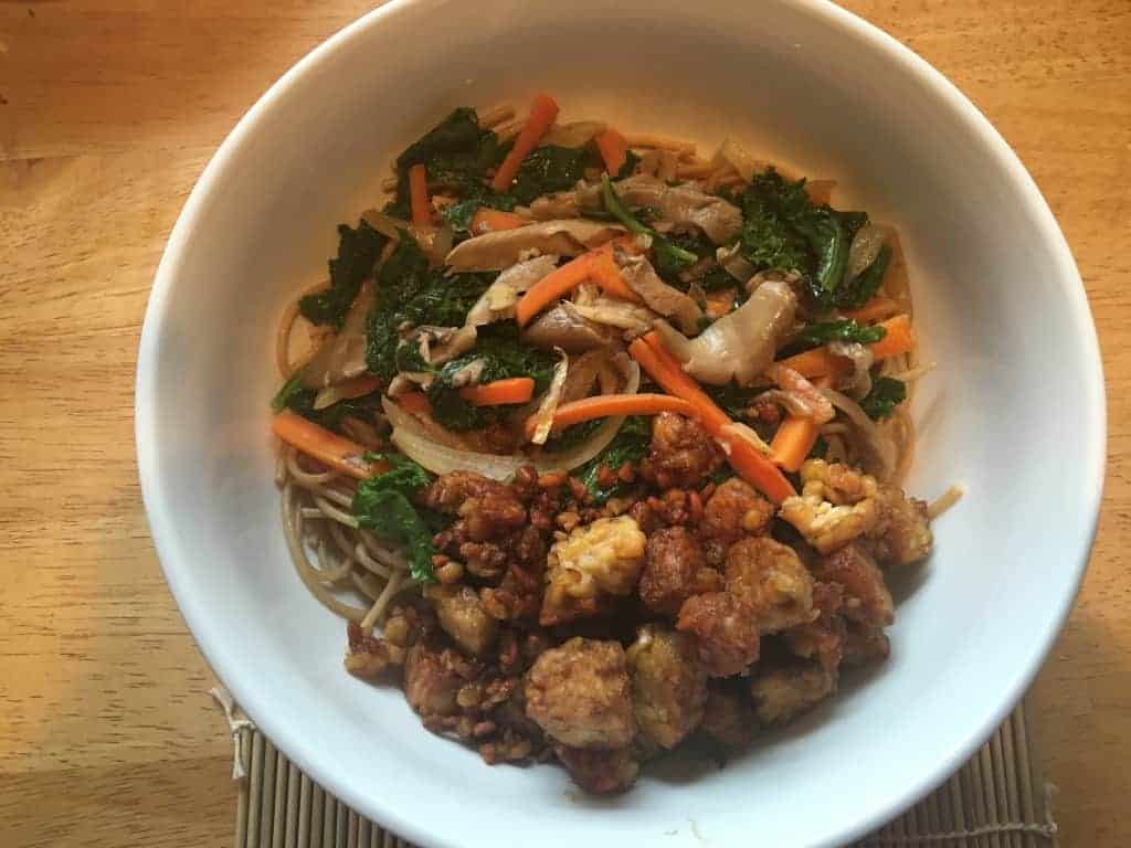 Love this lo mein with local mushrooms and tempeh and other veggies!
