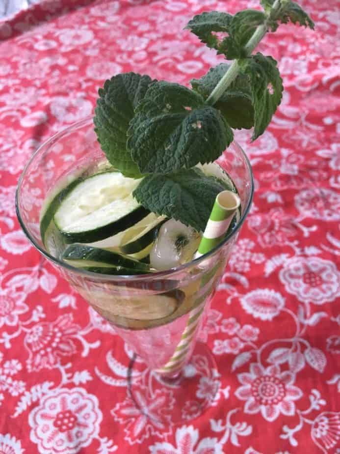 Cucumber and Water in a glass