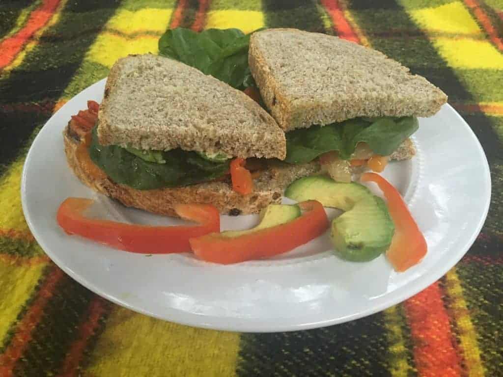 Roasted Vegetable, Spinach & Avocado Sandwich