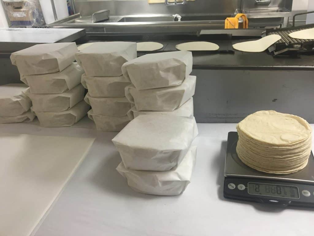 Fresh Tortillas made in the factory