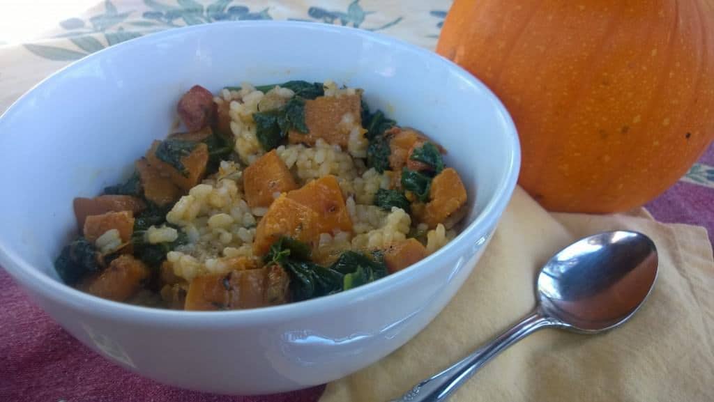 Rissotto with roasted butternut squash and kale is one of my favorite ways to eat it.