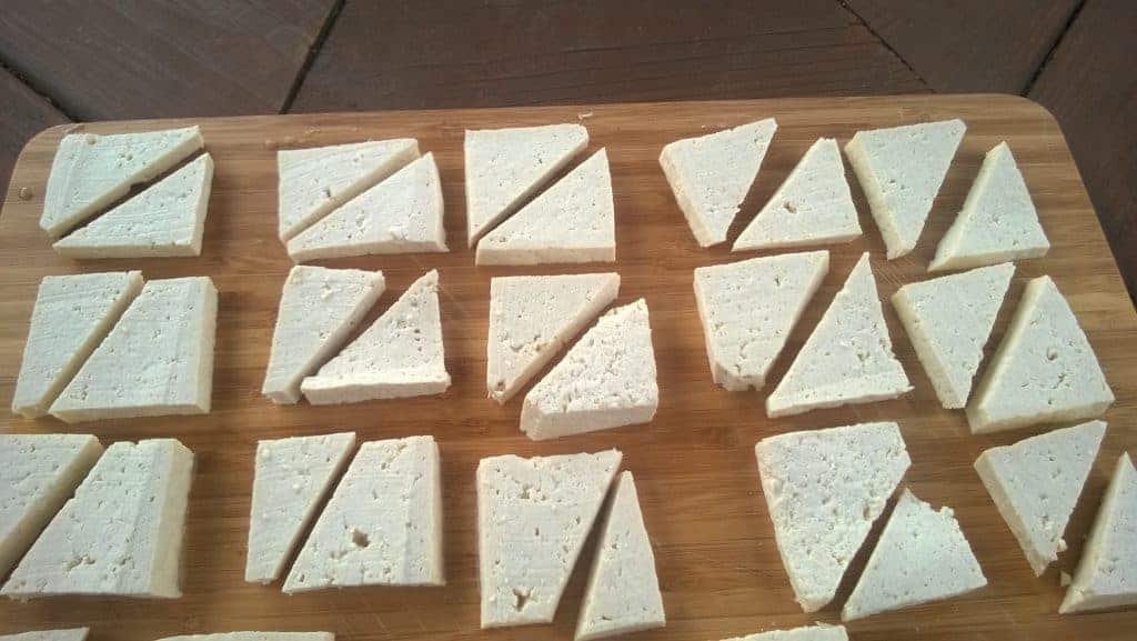 Pressed, sliced tofu
