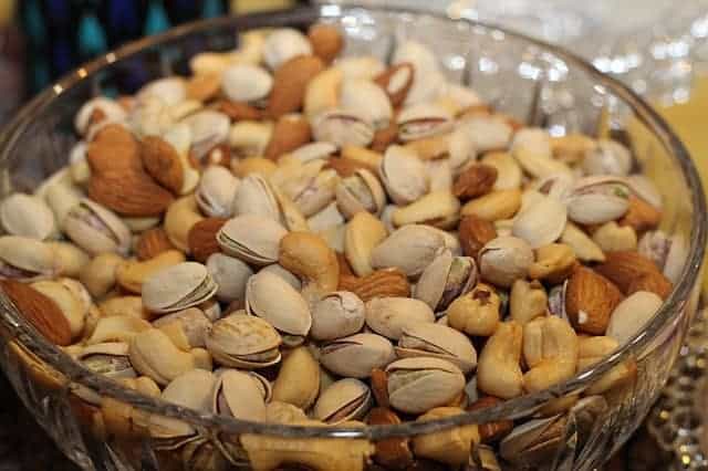a variety of nuts are available for a healthy snack