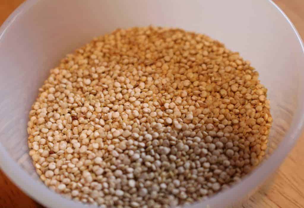 quinoa is a high protein grain. Wash first