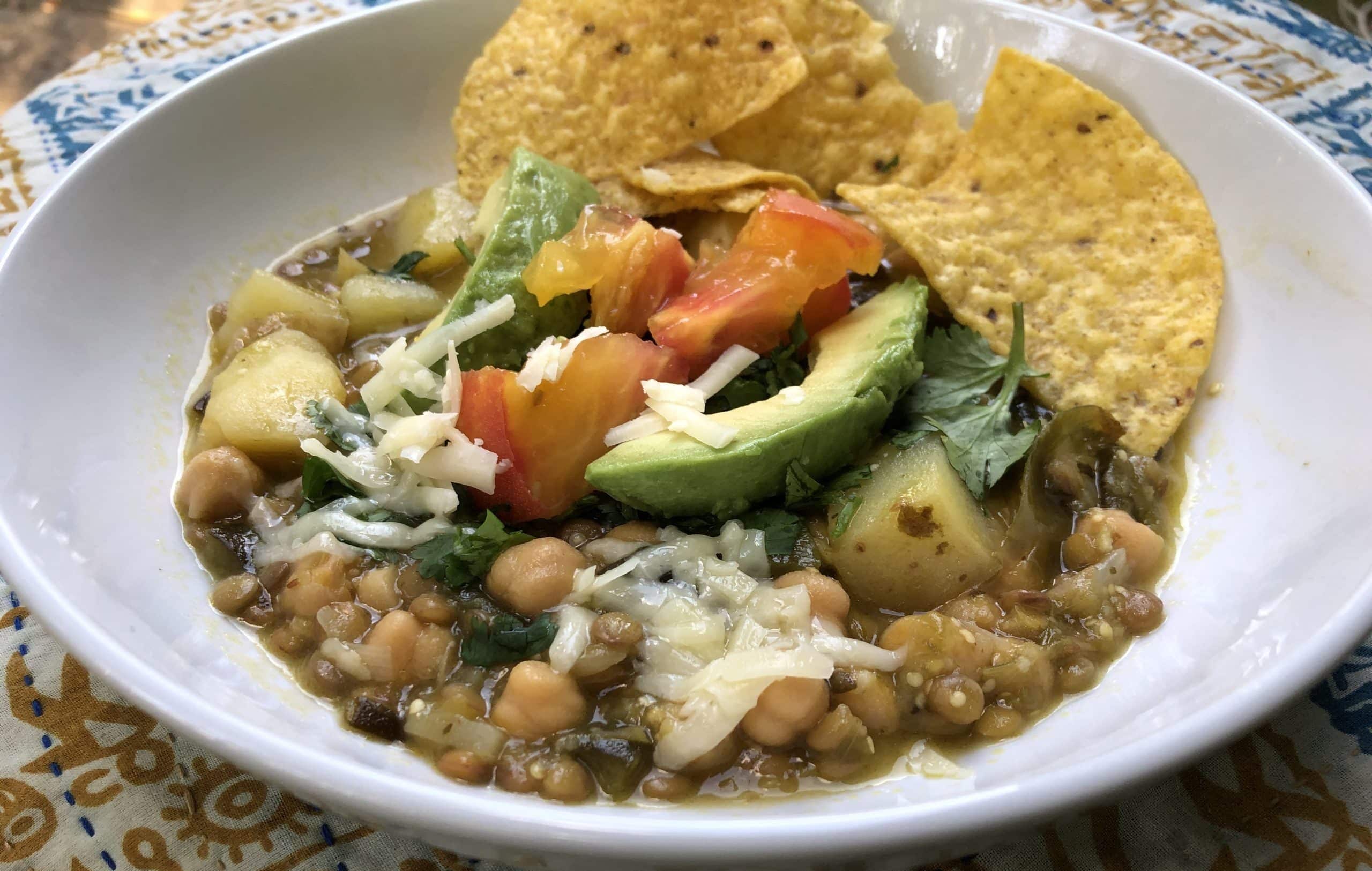 This low fodmap stew has lentils and garbanzo beans.