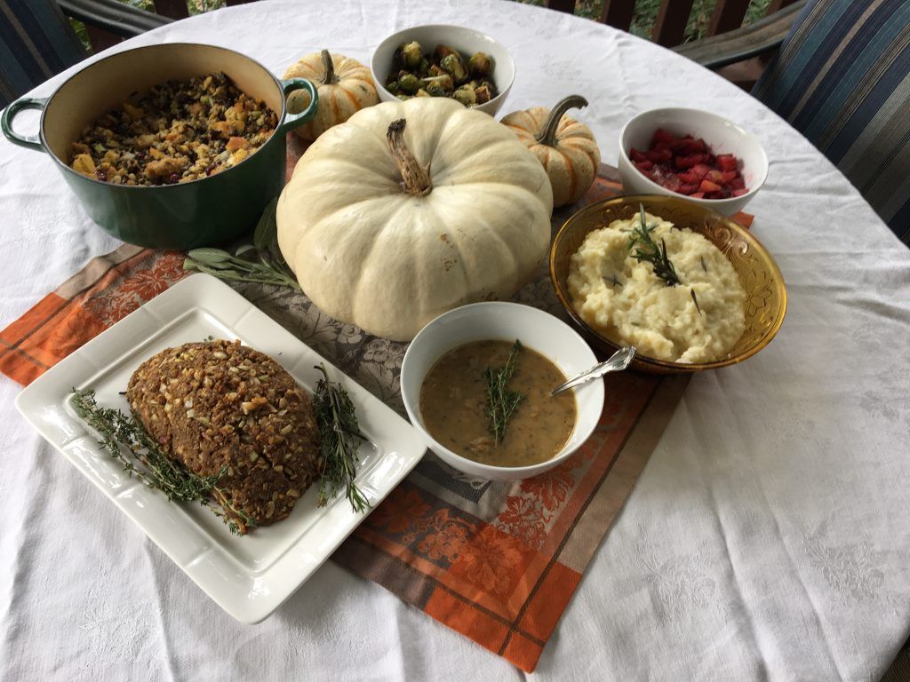 A vegetarian Thanksgiving with all of the fixings